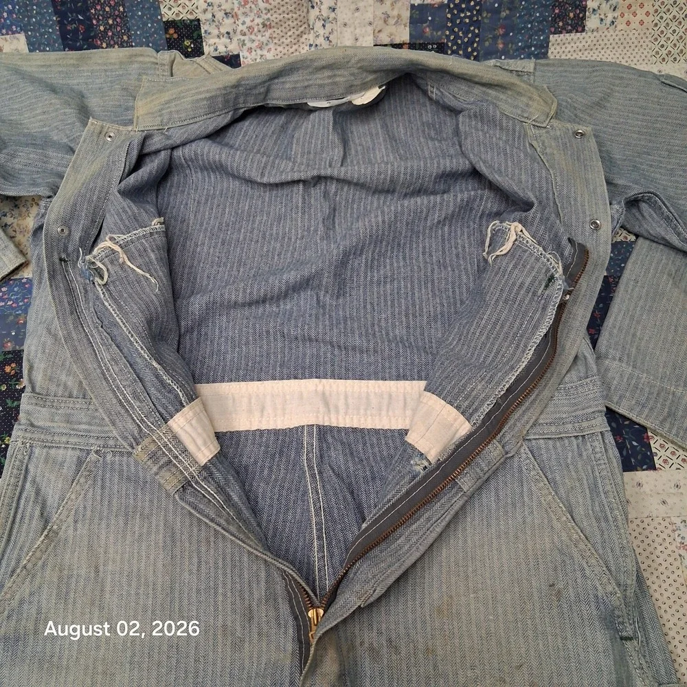 True Vintage Key Imperial Mens Herringbone Coveralls Size 40 Short Talon 60s